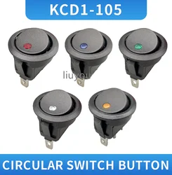 1PCS KCD105 20A 12V 220V Waterproof Rocker Switch LED Dot Light Car Boat Round ON/OFF SPST Switch