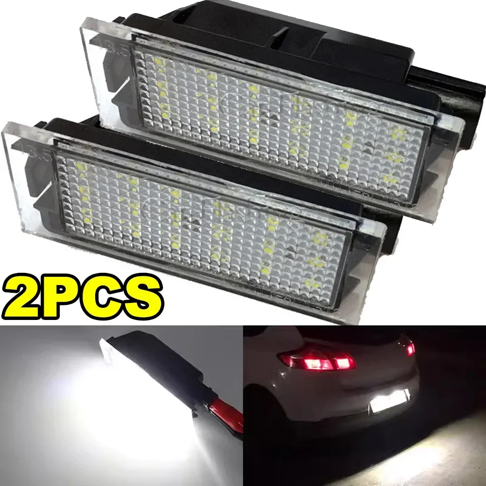1/2Pcs For Renault Megane 2 Clio 3 Laguna 2 Espace 4 Twingo Master Vel Satis Car LED Number License Plate Light White 18LED Lamp