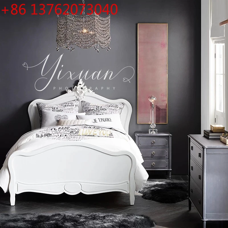 French retro 1.8 meters double solid wood bed American modern simple