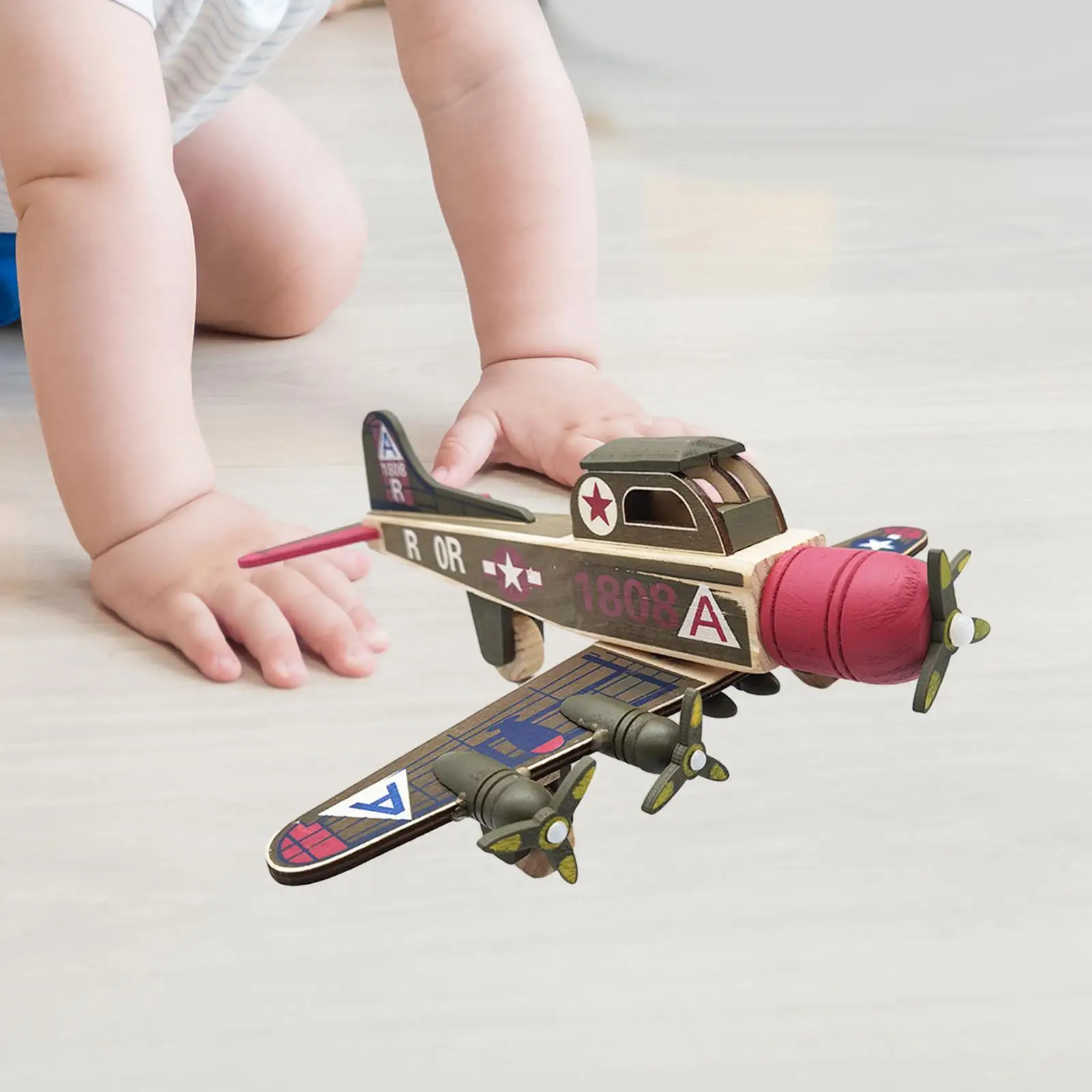 Airplane Decor Photo Props Ornament Wood Craft Wooden Airplane Model for Home Ornament Parties Bookshelf Bedrooms Boy Room