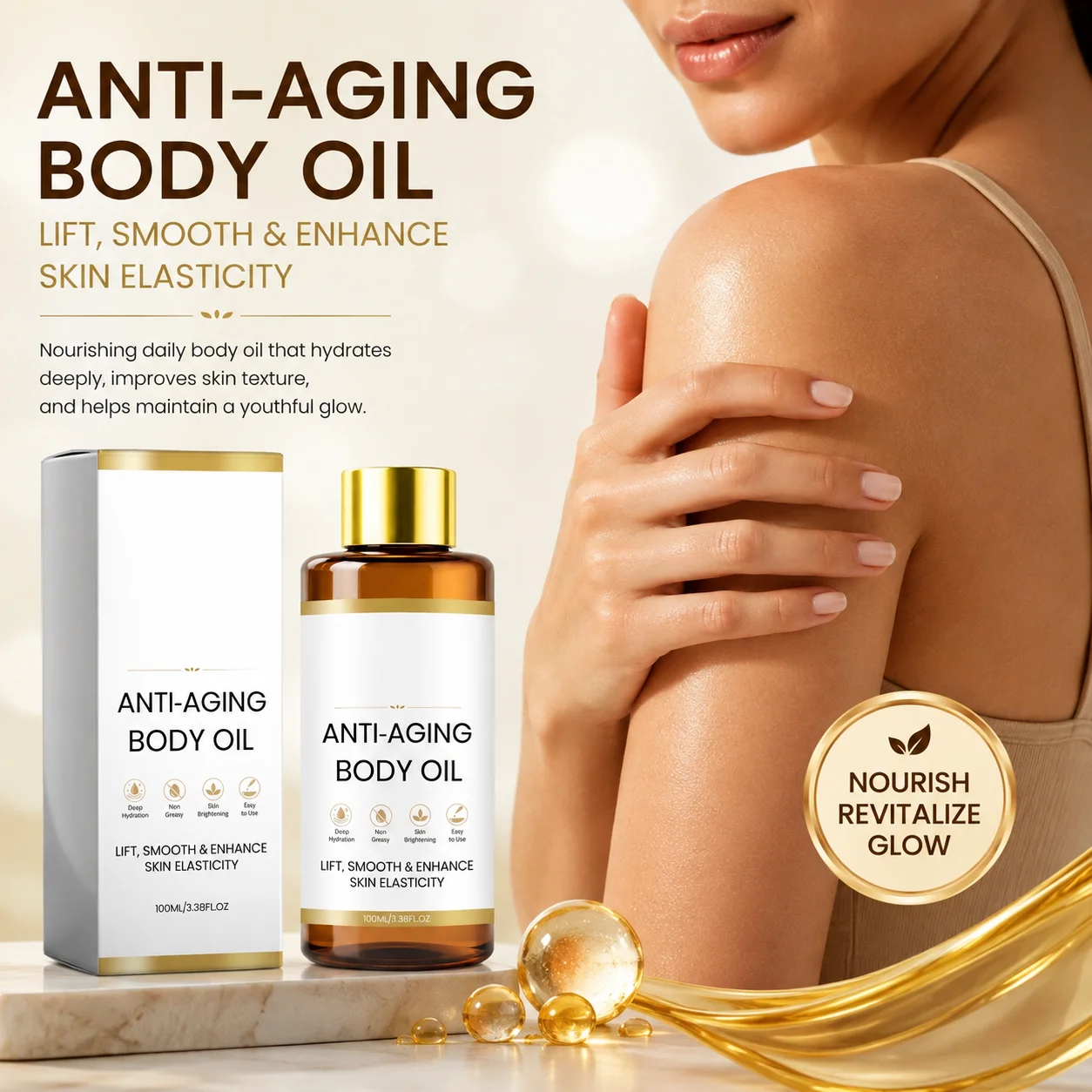 Firming Lift Body Oil Deep Hydrating Skin Reduce Skin Dry Rough Boost Elasticity Body Massage Oil With Centella Hyaluronic Acid