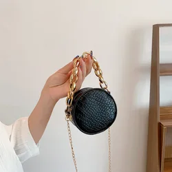 Crocodile Pattern Small Round Bag Mini Handbag 2022 New One-shoulder Diagonal Bag Chain Women's Bag Fashion Lipstick Bag