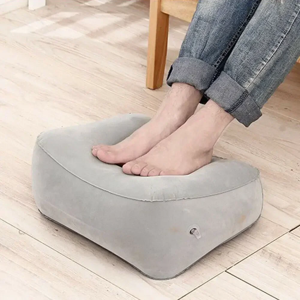 Portable 1 layer Inflatable Portable Travel Footrest Pillow Plane Train Kids Bed Foot Rest Pad PVC For Travel Massage Car