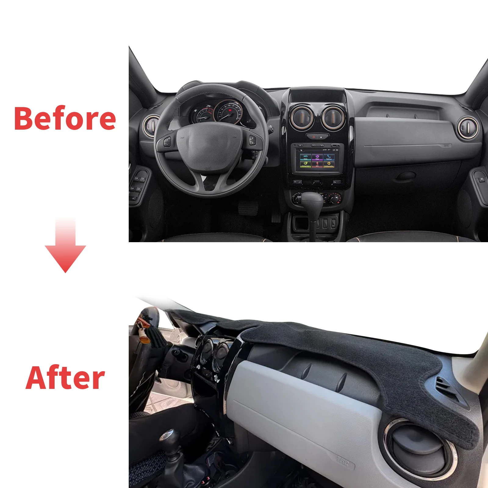 for Renault Duster Dacia Duster 2017-2014 Perfect Fit Dashboard Mat Sun Protection Anti‑Reflection Cover Dash Pad Accessories - view 2