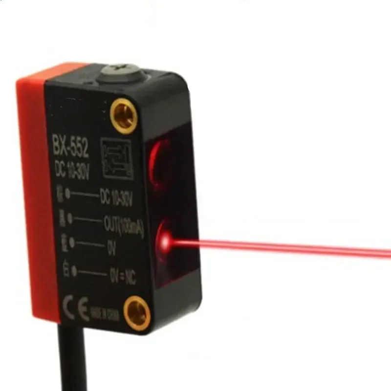 Square Laser Photoelectric Switch Diffuse Reflection Far and Near Adjustable Focusing Small Spot Laser Red Light Sensor 24V