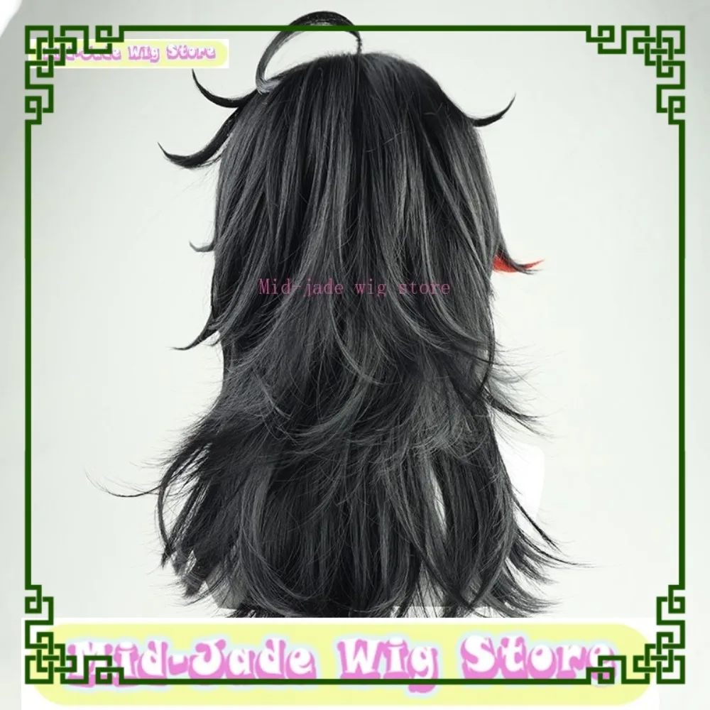 Peluca de jade medio Nigi Sangi EN Vox Akuma, peluca de Cosplay, juego de Anime, Cosplay negro, antirizado, accesorio de disfraz de Halloween, pelo sintético