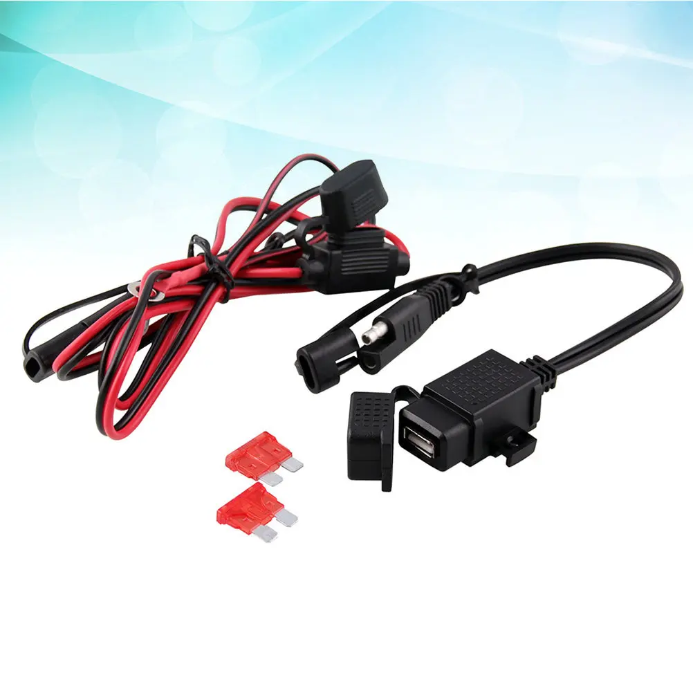 

12V-24V Dual USB Motorcycle Sae to USB Adapter Waterproof Charging Port for Mobile Phone GPS Rugged ABS Copper Material