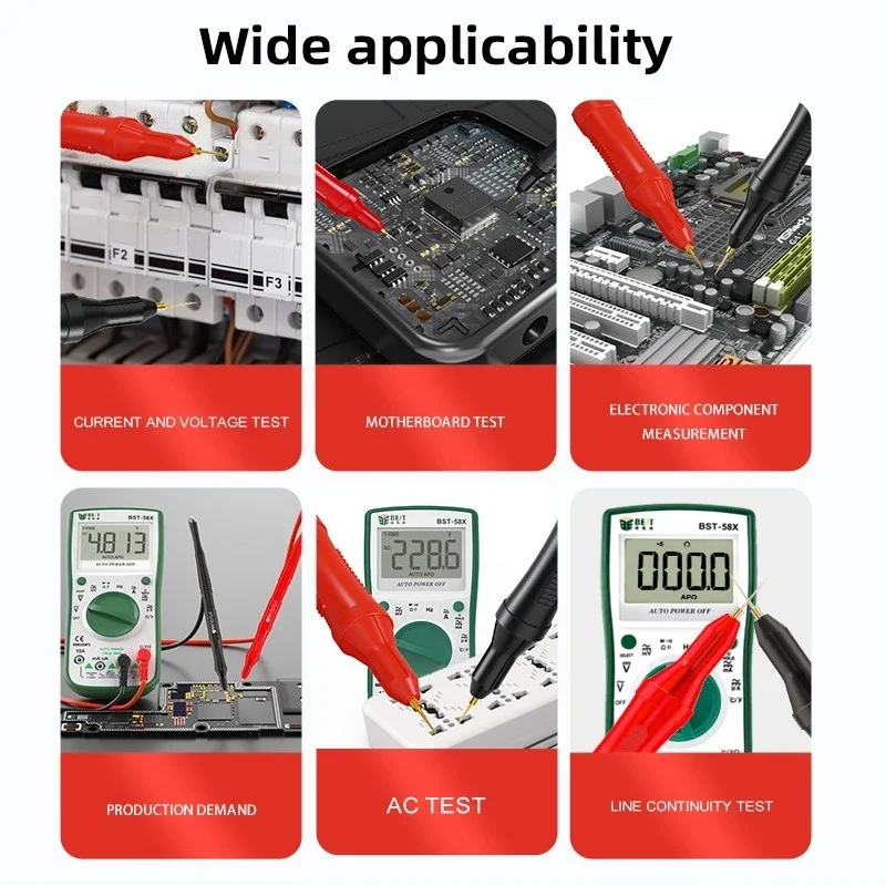BST-951-JP 20A Spring Telescopic Multimeter Pen Line Soft Silicone Wire Accurate Measurement Superconducting Probe Test Leads