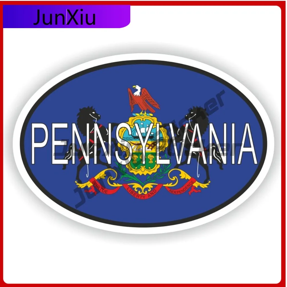 

Pennsylvania City Oval Sticker With National Flag Badge Sticker Decorative Scratch Cover Sticker Car Decoration Graphic Vinyl Bu