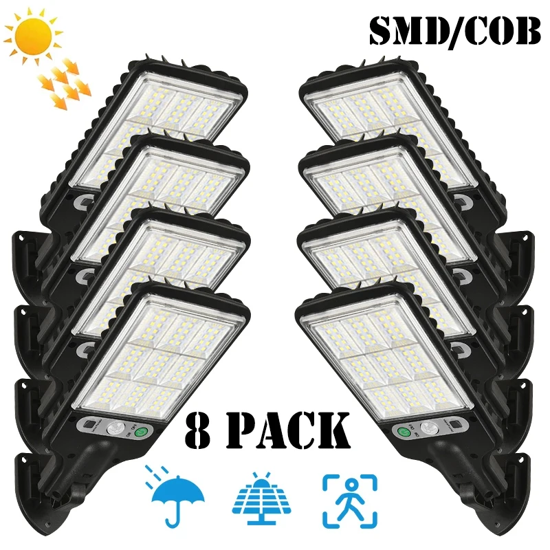 

1~8PCS Solar Street Lights Outdoor Solar Waterproof Lamp With 3 Light Mode Motion Sensor Security Lighting for Garden Patio