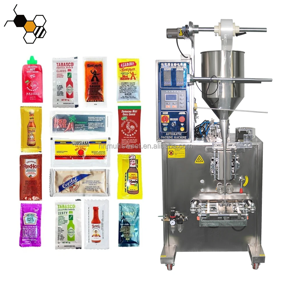 

Automatic Honey Sachet 3 Sides Sealing Ketchup Liquid Paste Honey Filling Sealing Packaging Machine