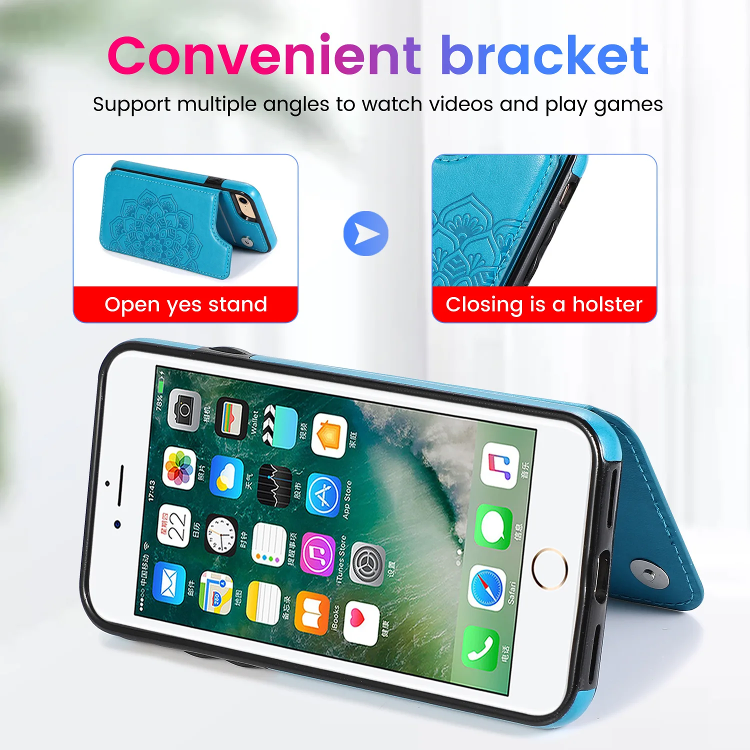 Capa de telefone de couro do plutônio em relevo mandala, bolso do cartão, tampa traseira, suporte para iphone 14, 11, 15, 13 Pro Max, X, XS, XR, 7, 8 Plus, SE