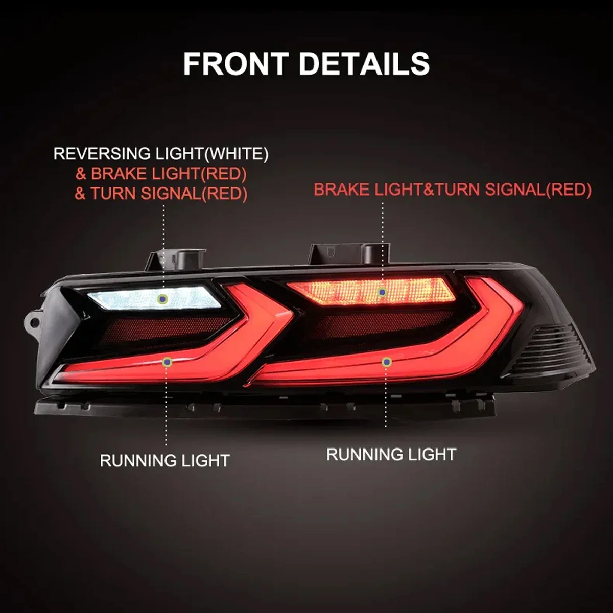 Auto Accessories LED Tail Lights ASsembly 5th Gen Full LED Corvette C8 Style Taillights Rear Lamp Camaro 2014 2015