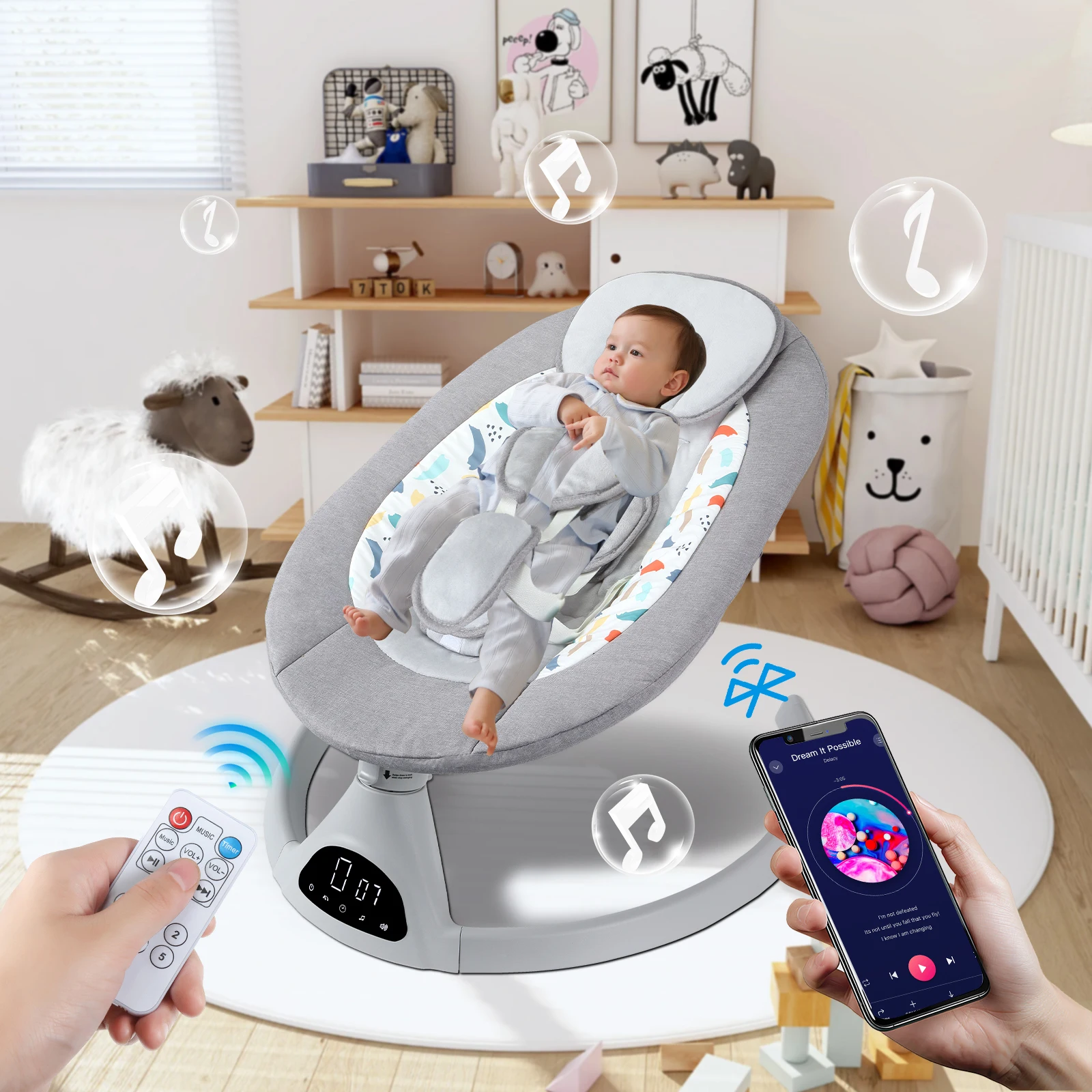 Baby rocking chair Rocking baby bed Baby cribs Electric cradle for newborn baby Resting Electric Baby Swing rocking chair