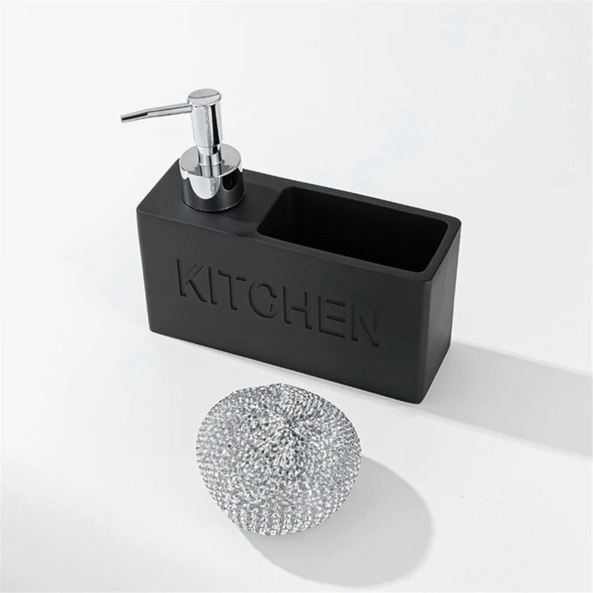 Kitchen Dish Soap Dispenser Storage Box Set Countertop Liquid Hand Refillable Bottle with Cleaning Sponge Holder