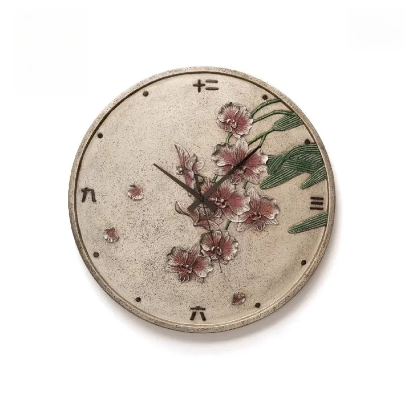 Chinese creative relief ultra-quiet wall clock living room wall watch, home decoration clock art clock