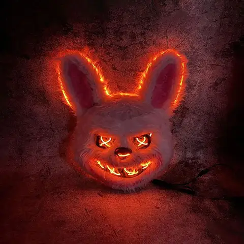 Masque lumineux d'halloween, ours noir, ours brun, accessoires Cos, masque effrayant de fête de danse LED, masque Animal de dessin animé créatif d'halloween