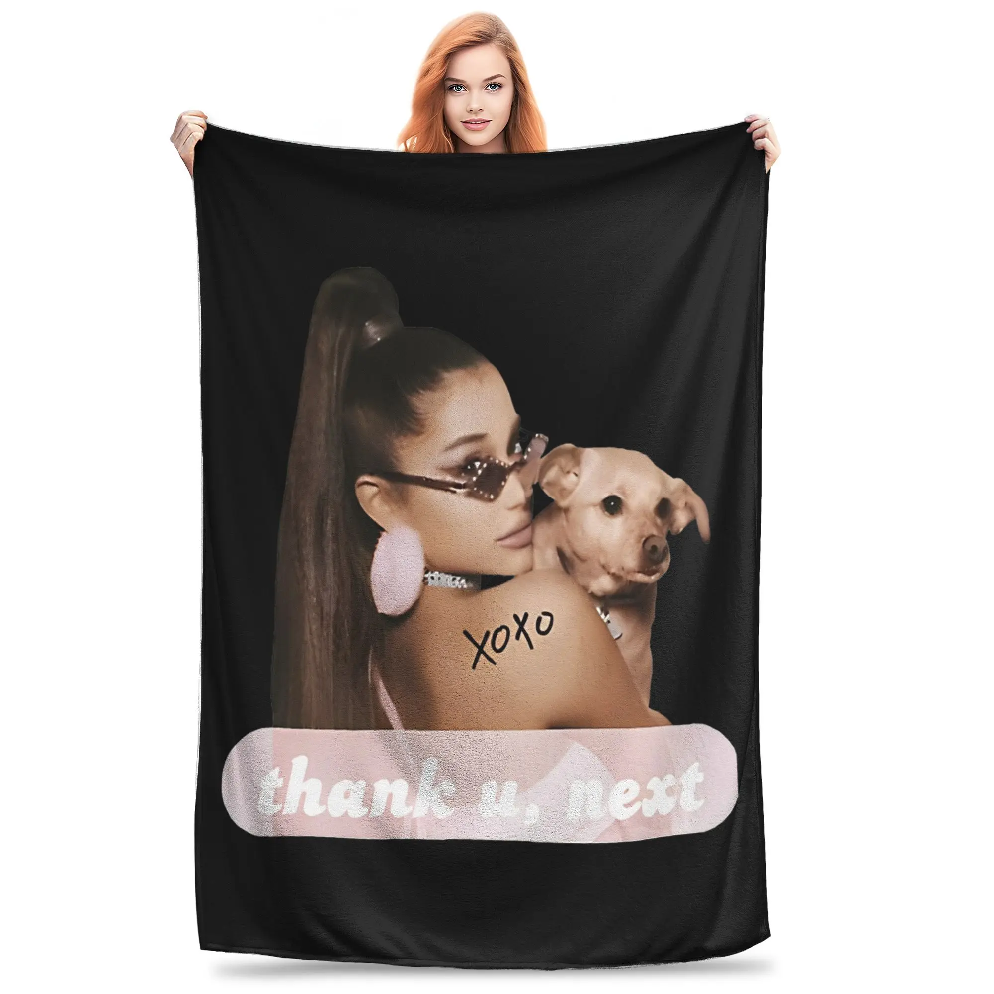 Vintage Pop Music R&B Blanket Fleece Print Arianas Grandes   Multifunction Warm Throw Blanket for Sofa Couch Bedspreads