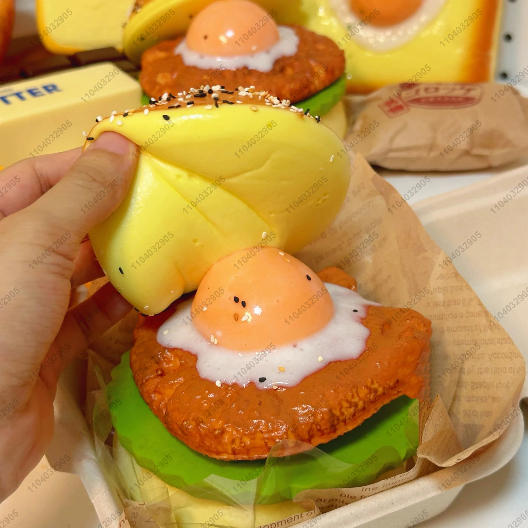 Big Burger Squishy Slow Rising Beef Hamburger Bread Squeeze Toy - Stress Release Hand Relax Toy Layered Slow Rebound view 2