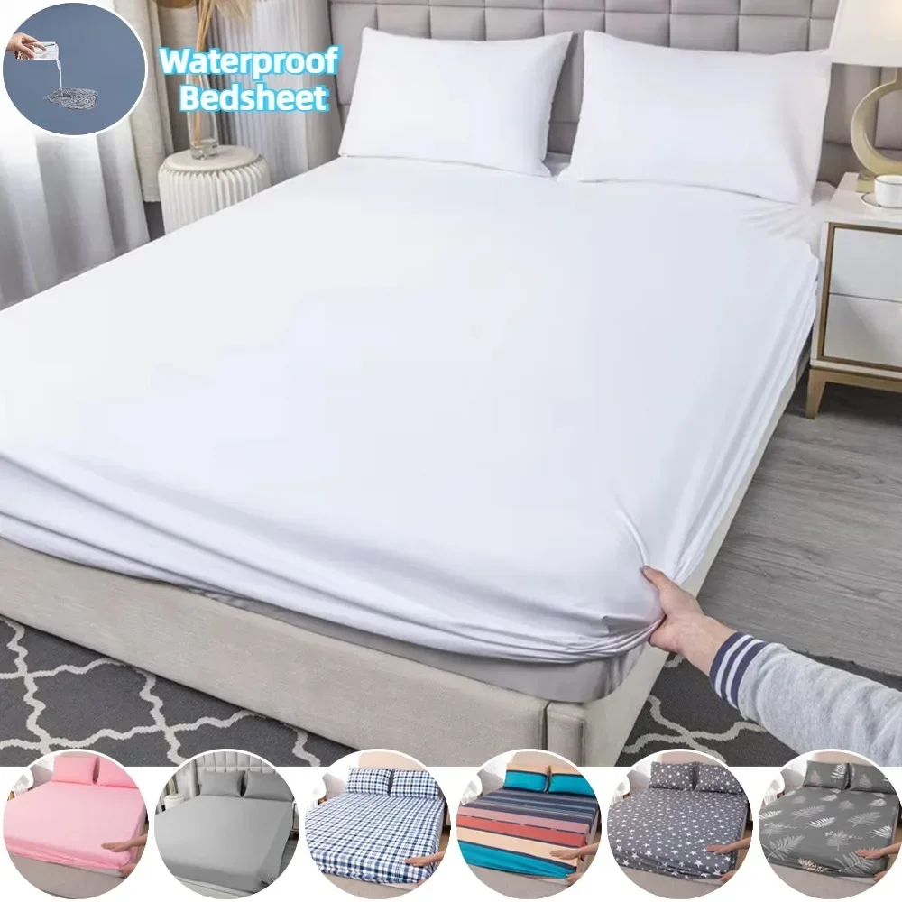 

1pc Solid Color Bedspread Waterproof Anti-mite Breathable and Comfortable and Skin-friendly Mattress Protector Housse De Matelas