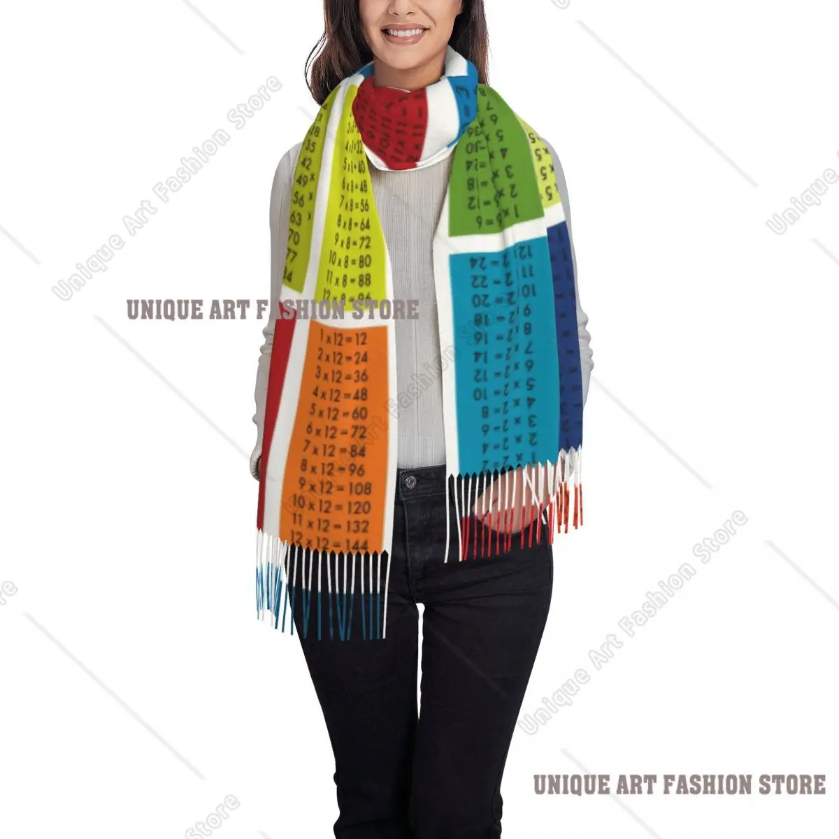 Custom Times Tables Tassel Scarf Women Winter Warm Shawls Wraps Female Math Algebra Multiplication Table Scarves