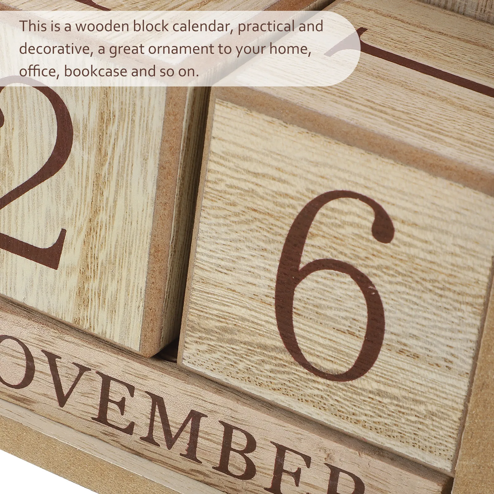 

Desk Calendar Blocks Wooden Perpetual Date Display for Home Office Table Top Decoration Easy to Use Reusable Yearly Calendar