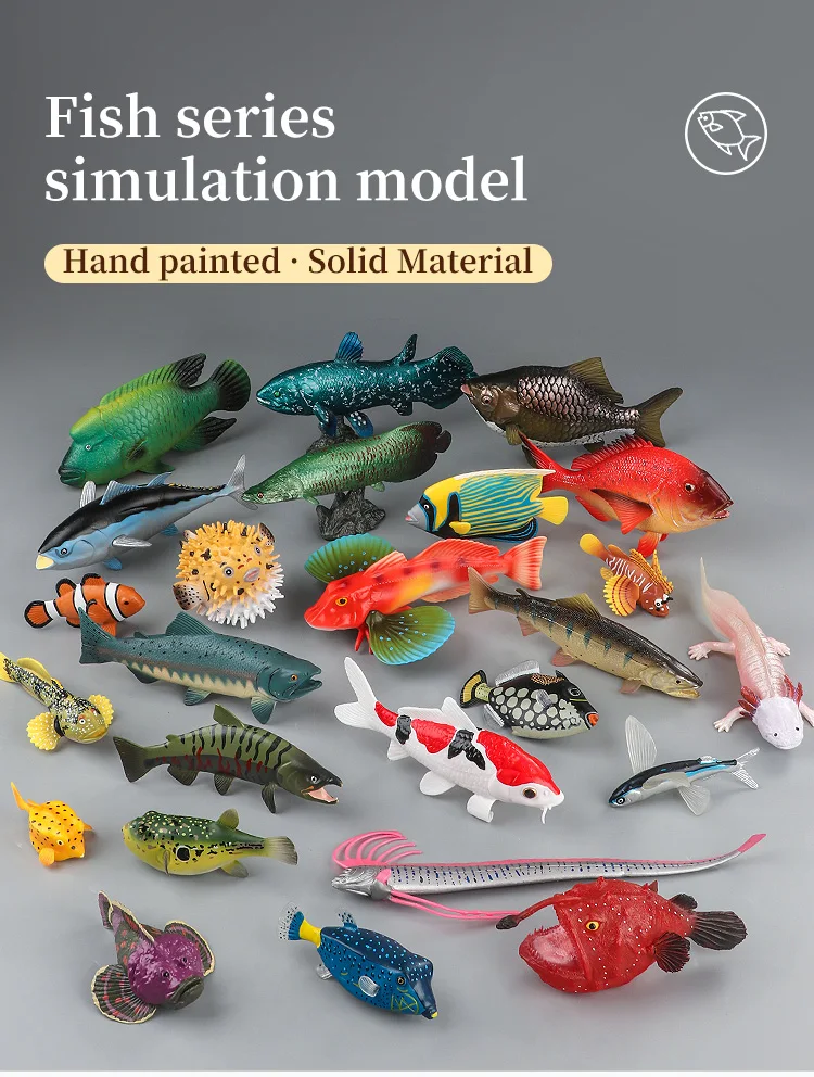 Meeresleben-Tiere-Modell, Actionfiguren-Set – Ozeanfisch, Thunfisch, Segelfisch, Bass, Zacker, Lachs, PVC, Lernspielzeug für Kinder – Detail 1