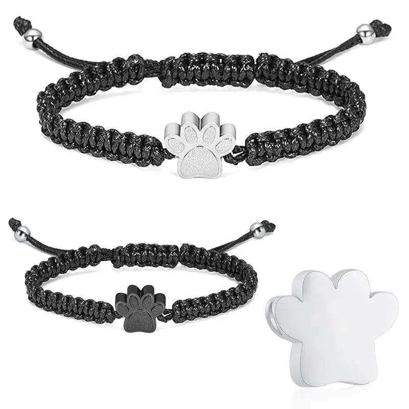 Titanium Steel Adjustable Pet Ash Bracelet Openable Urn Jewelry for Cat Dog Hair Storage Pet Loss Souvenir Gift for Friends