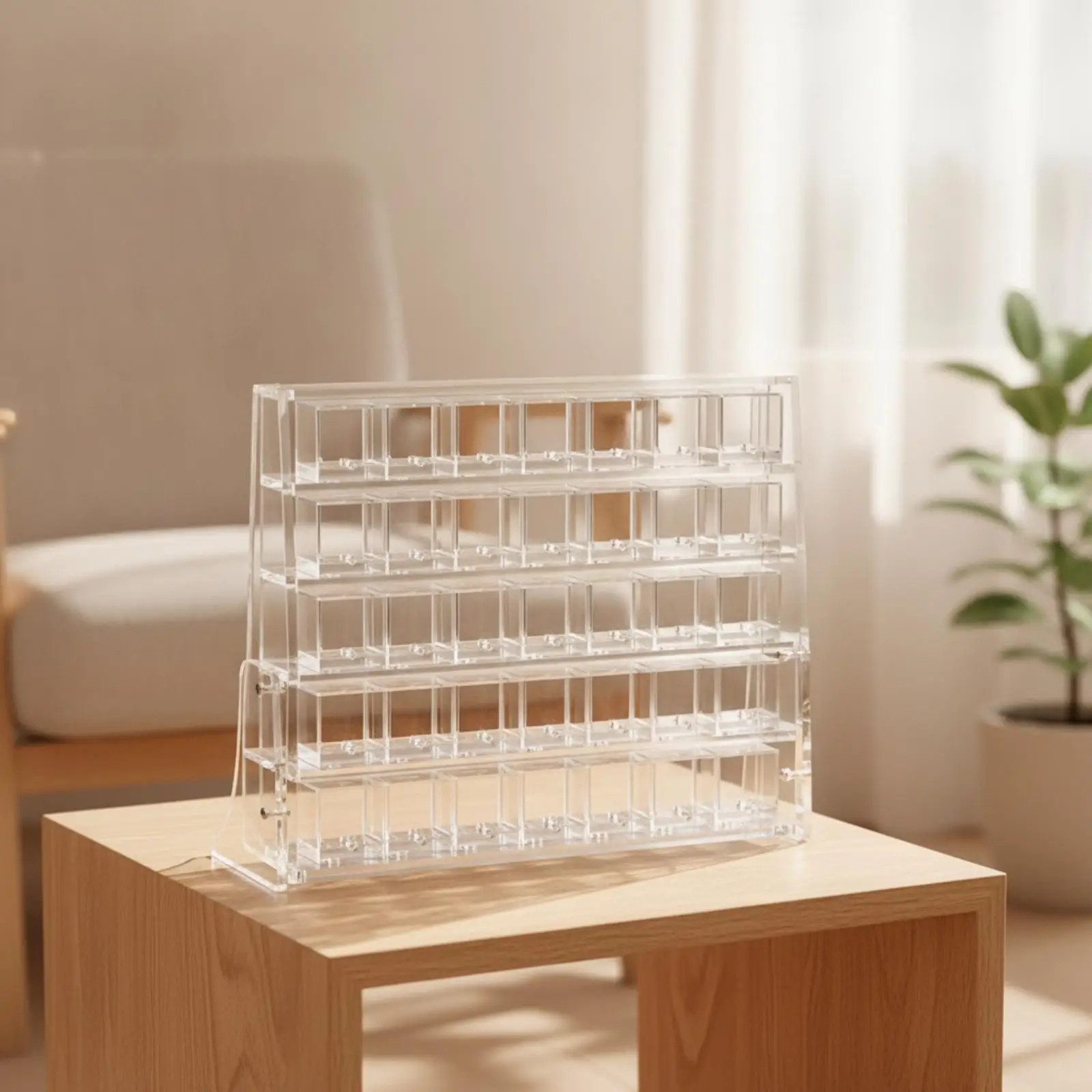 Transparent Acrylic Display Stand 5 Layer Crystal Rack Shelving Unit for Small Collectibles Keepsake Storage Display Cabinet