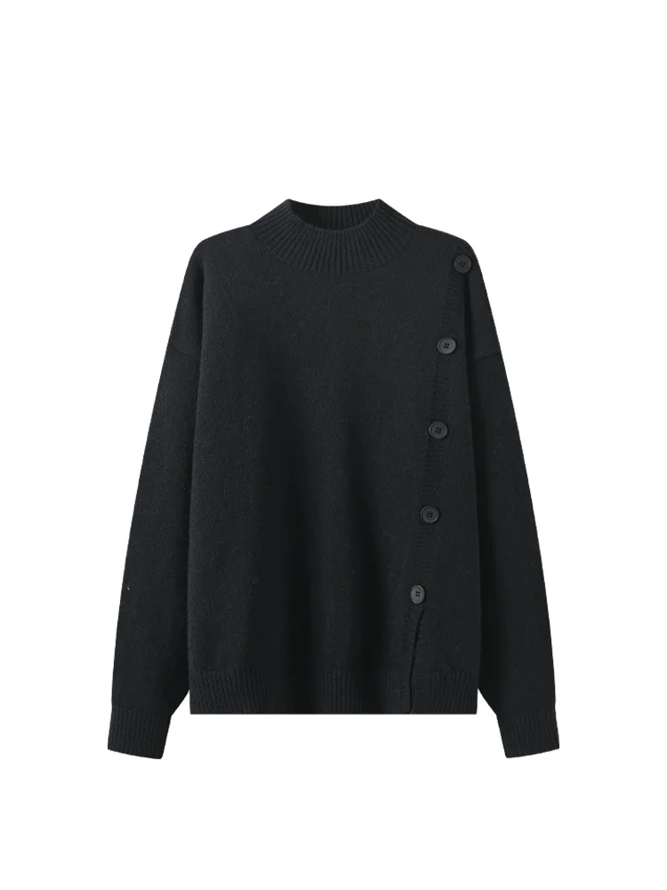 

Loose Long Sve Sweater Women's Winter New Sle plus Size Warm High Collar Knitted Inner Wear Casual Comfortable Polyester