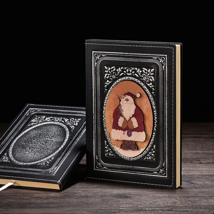 Creative Retro Santa Claus Notebook Hand Account Book Christmas Exquisite Embossed Diary Hardcover Notepad