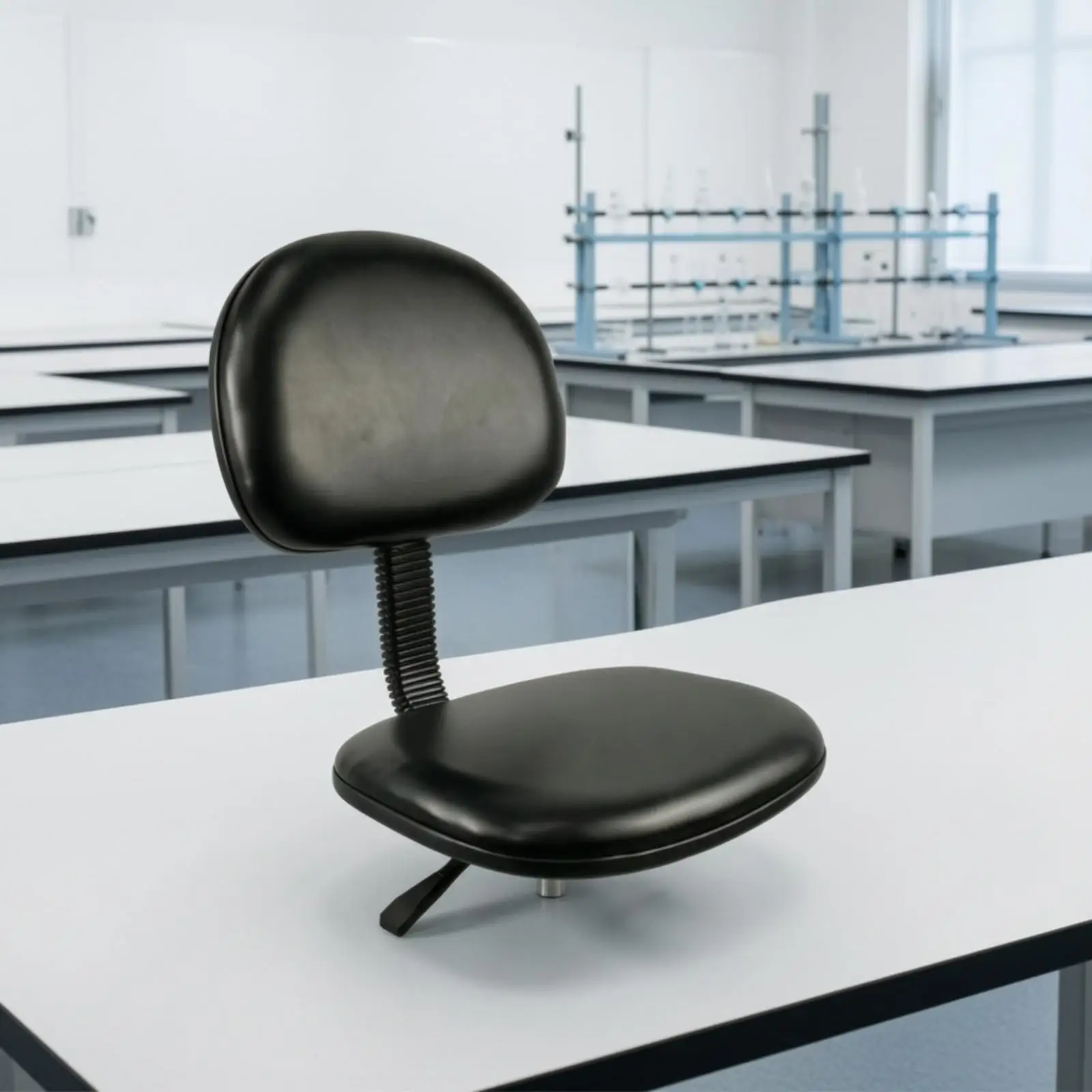 Pu Foam Chair Cleanroom-Compatible Stool with Backrest Height-Adjustable Chair with Backrest for Technicians, Machinists,