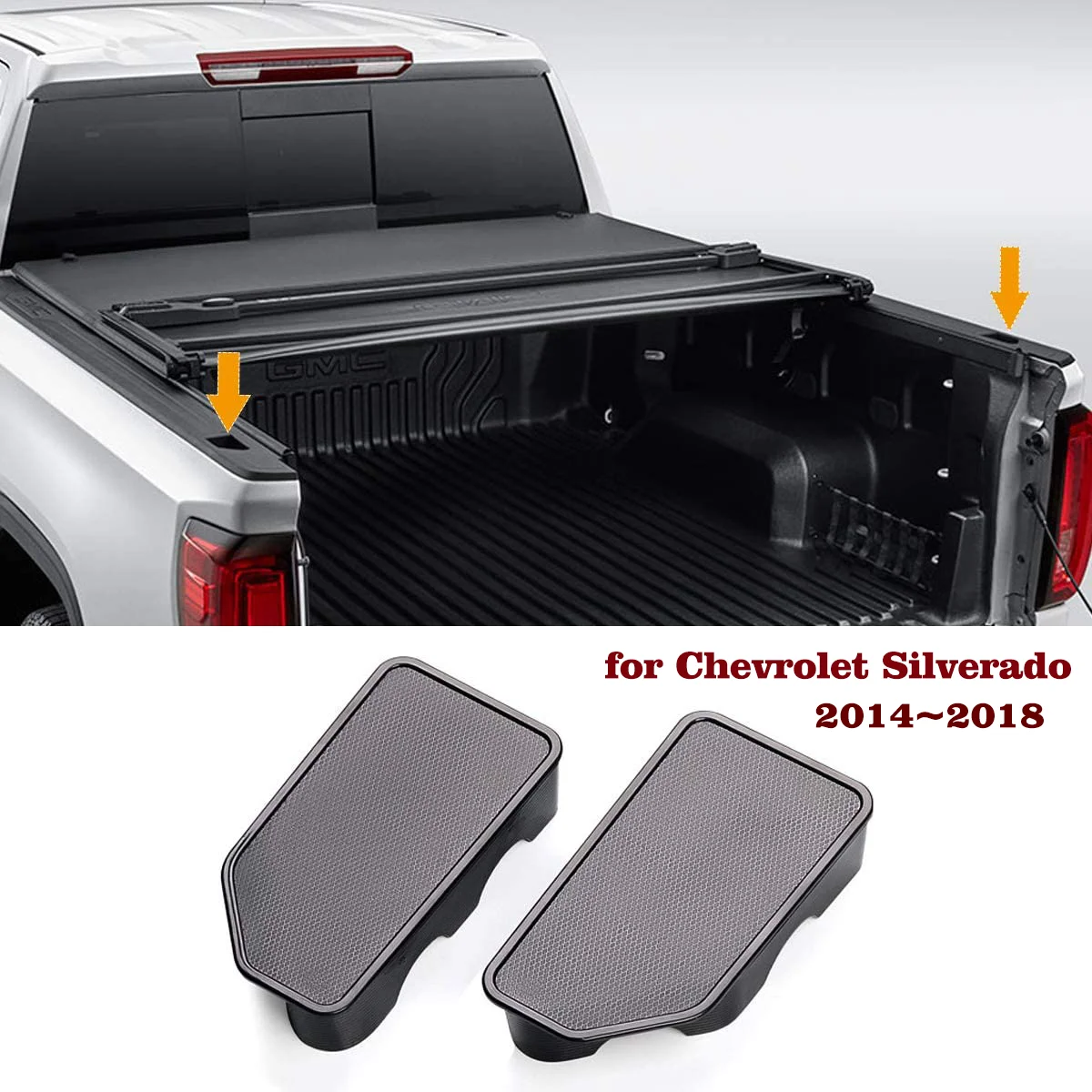 

for Chevrolet Silverado 1500 2500 2500HD 3500 GMC Sierra 1500 2014~2018 Truck Bed Rail Stake Pocket Cover Caps Rail Hole Plugs