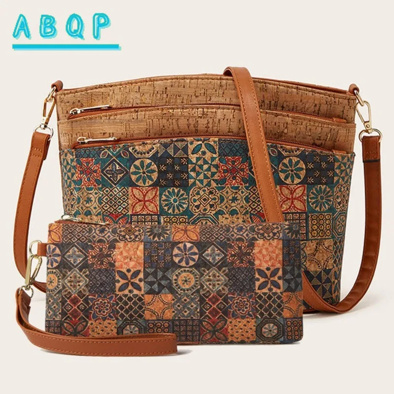 

Новая женская сумка через плечо в ретро-этническом стиле, комплект из 2 предметов, женская сумка через плечо, модная повседневная женская сумка высокого качества