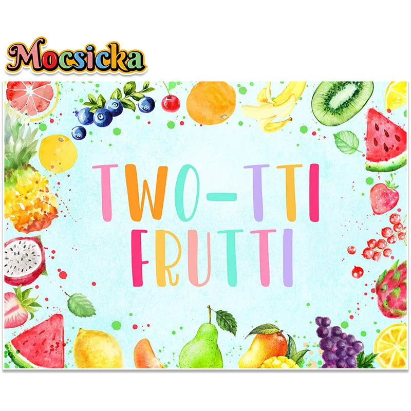 Summer Fruit Theme Photography Background Watermelon Pineapple Blueberry Dragon Fruit Kids Birthday Cake Smash Party Backdrop