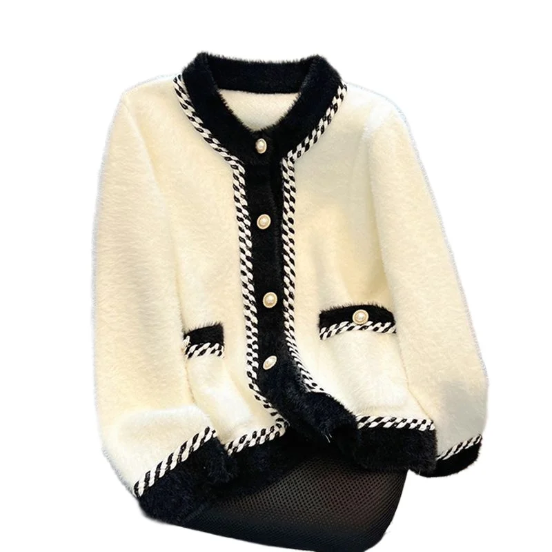 

Xiaoxiangfeng Contrasting Color Cardigan Jacket for Women's 2026 Spring and Autumn Senior Sense Celebrity Temperament Outer Top