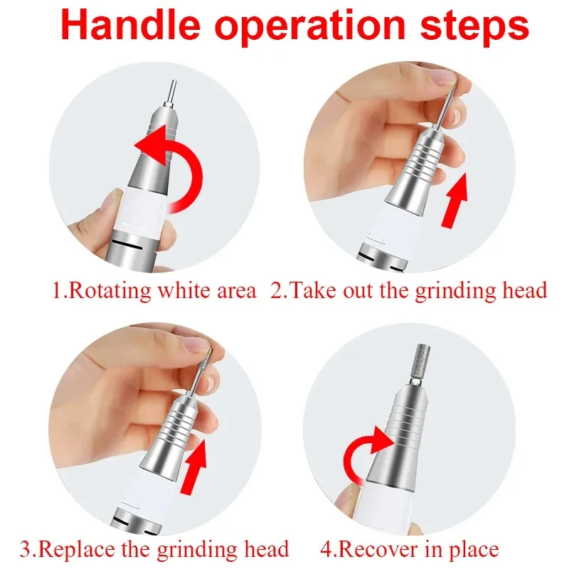 Electric Nail Drill Pen Handle File Polish Grind Machine Handpiece Manicure Pedicure Tool DC & 3 PIN PLUG Nail Drill Accessories image 6