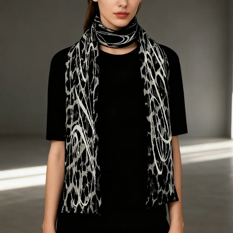 

Leopard Print Casual Scarf Double-Sided Jacquard Shawl Versatile Headscarf Scarf for Autumn And Winter Street Style