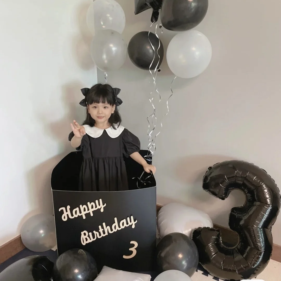 32 Inch Big Black Digital Balloons Birthday Aluminum Film Children's Birthday Party Photo Decoration Props Globos Ballon