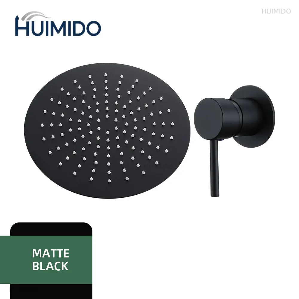 Gunmetal Shower Faucet Wall Mounted Rainfall Mixer 8-16 Inch  Bathroom Shower Head Ceiling Arm Single Switch Shower System