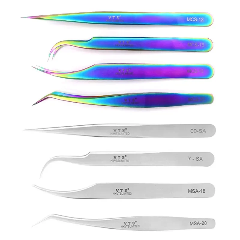 Stainless Steel Eyelash Extension Tweezers Anti-static Anti-magnetic Lash Tweezer 3D Fan Volume Lashes Makeup Tool