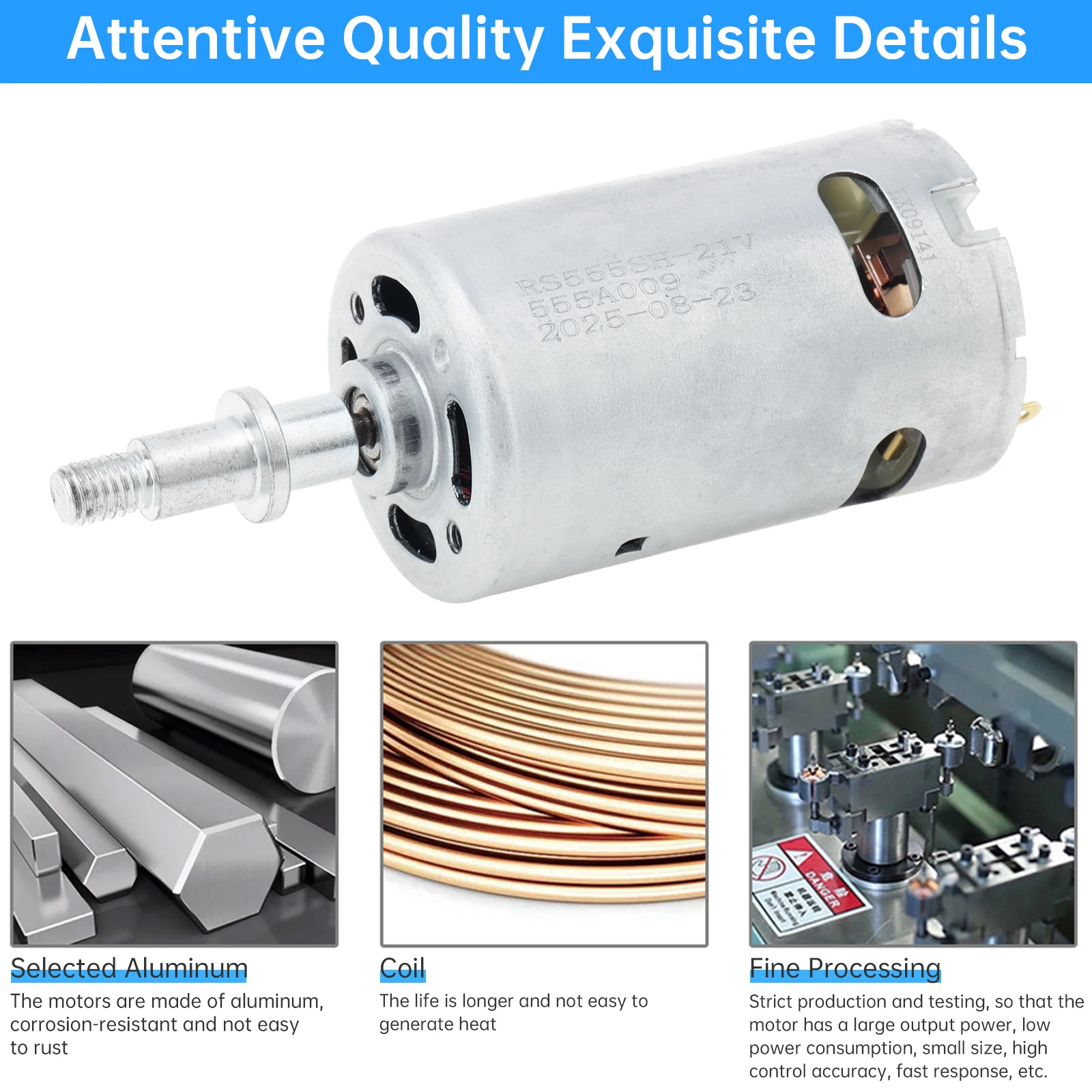 RS555 DC Motor 21V 30000RPM Blower Motor Universal Replaces Part for Powered Blower / Cordless Leaf Blower, RS555 Blower Motor
