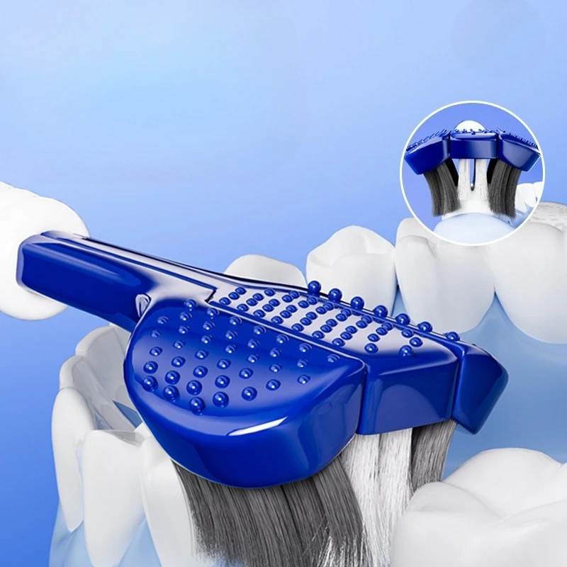 6pcs/pack Three-sided Toothbrush 3D U-shaped Deep Teeth Cleaning Brush Anti-slip Handle Multifunctional Toothbrush Family Use
