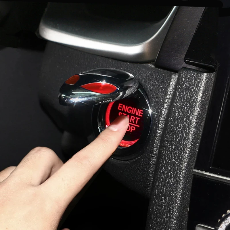 Car Interior Engine Ignition Start Stop Push Button Cover Car Start Stop Button Protective Cover Alien Trim Sticker