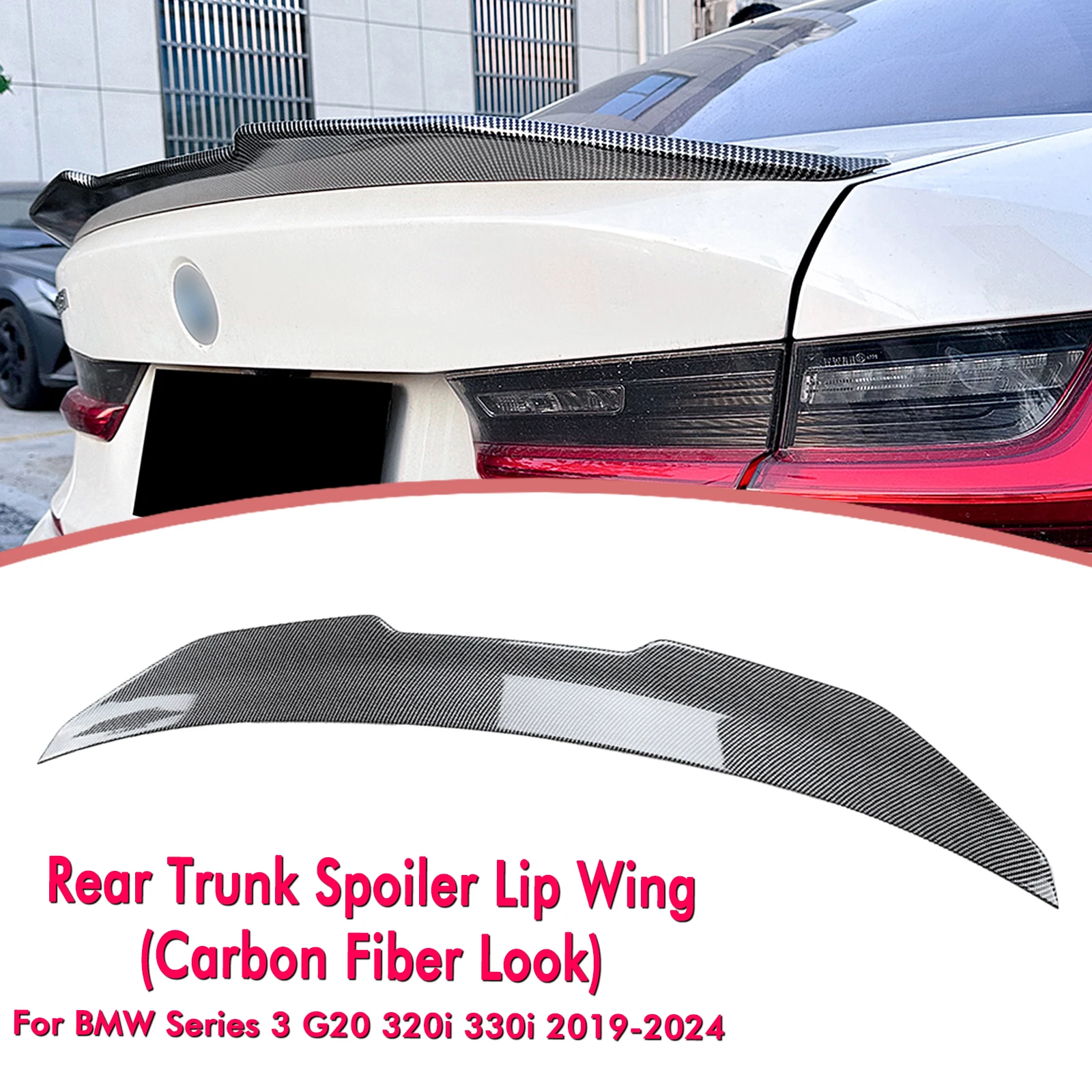 

PSM Style Rear Trunk Spoiler Wing For BMW 3 Series G20 320i 325i 330i G80 M3 2019-2024 Carbon Fiber Look/Gloss Black Tail Lip