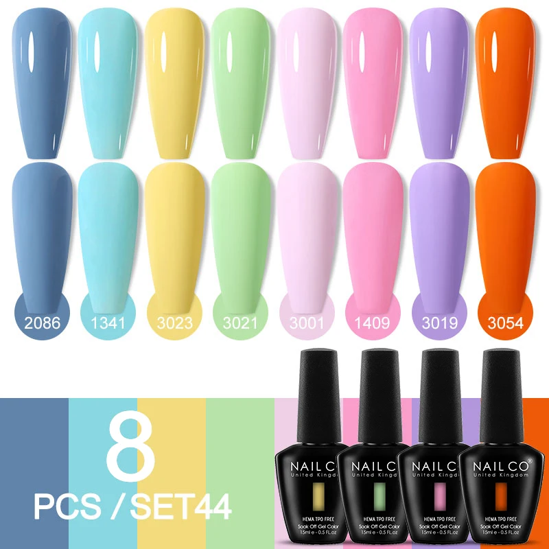 

NAILCO 15ml 8pcs Gel Nail Polish Set Color UV Gel Nail Art All For Manicure Gel Paint For DIY Professionals Varnish Supplies