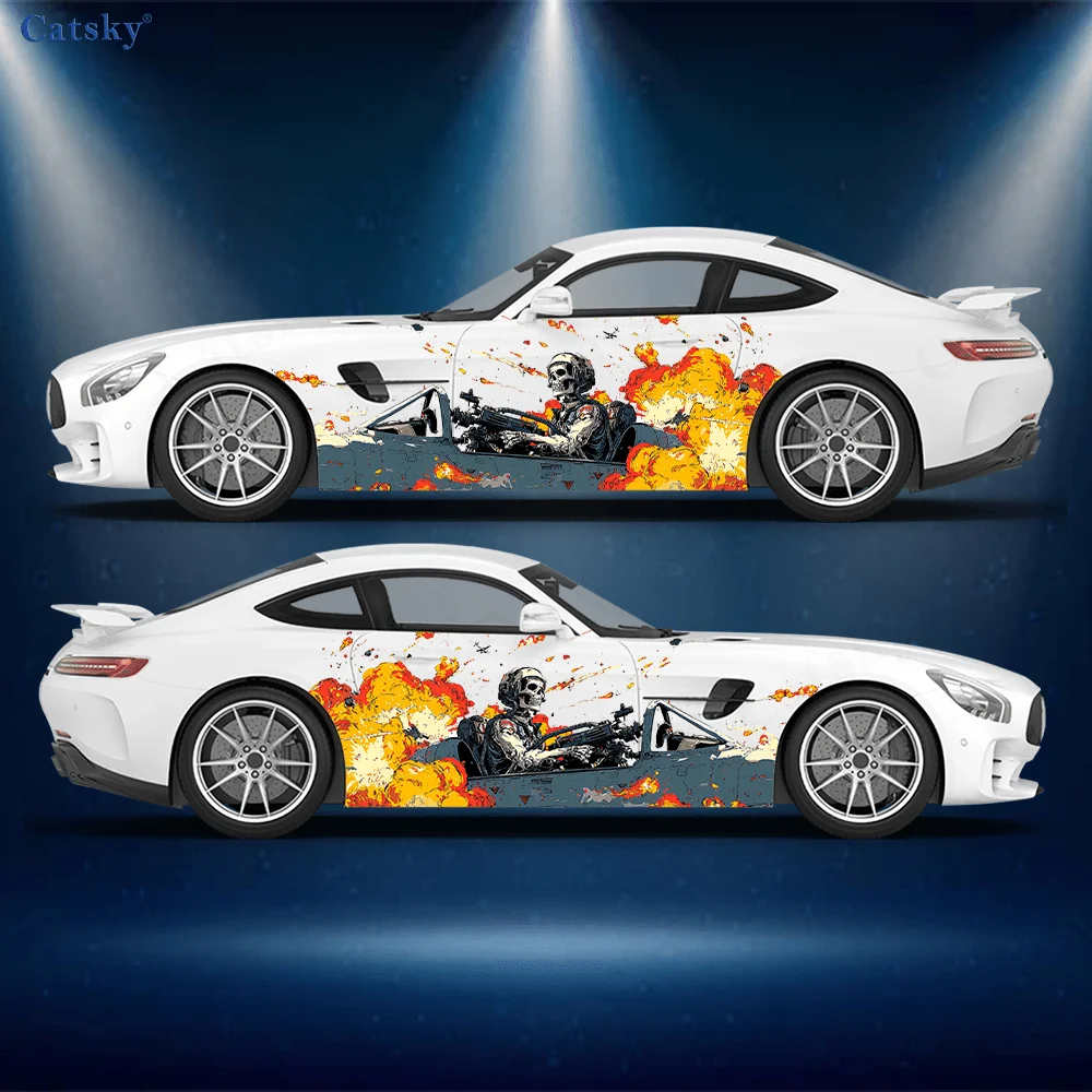 

Skull Soldier Man Flame Car Side Sticker Decoration,PVC Waterproof Scratch Resistant Decal,Car Protection,Auto Accessories Gift
