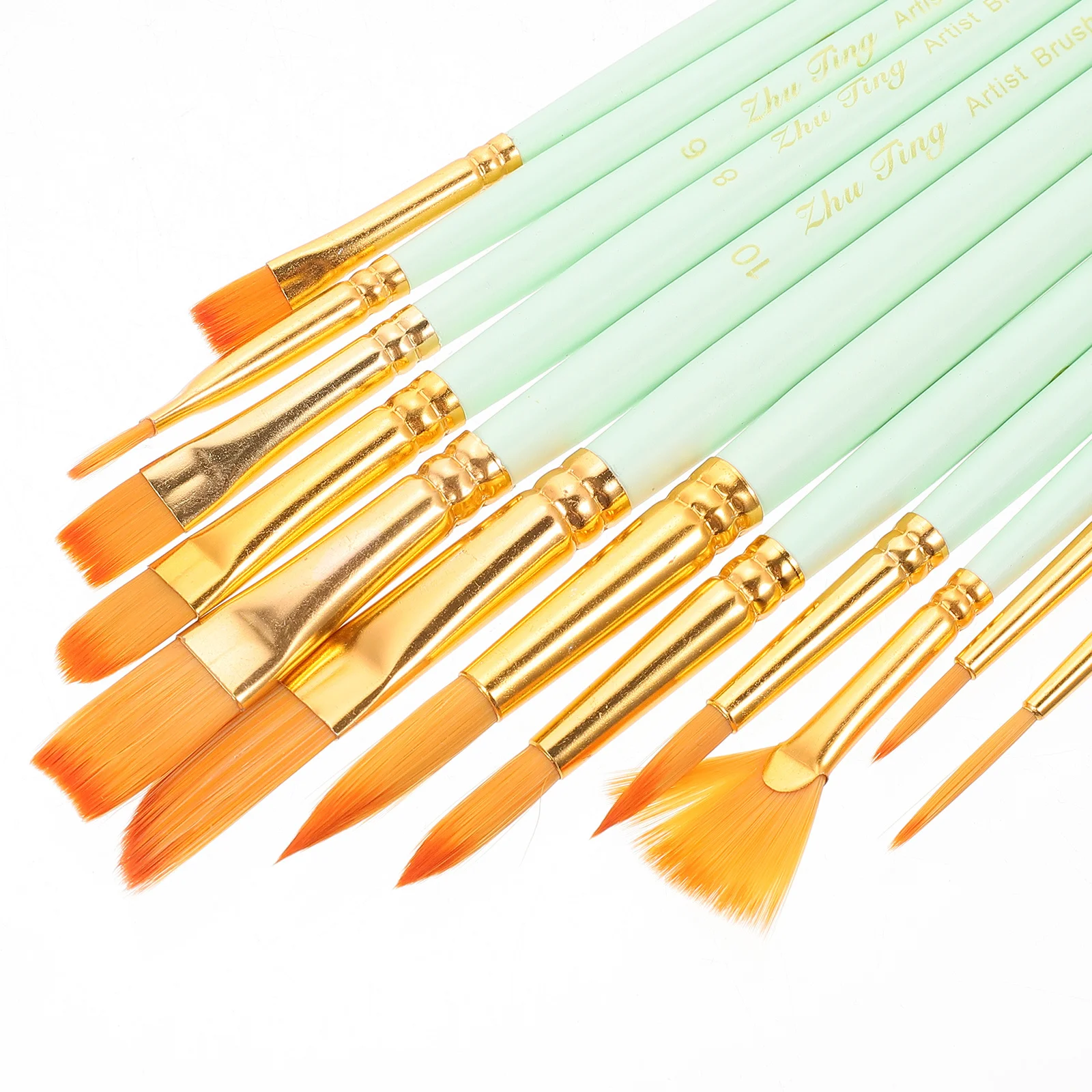 

12Pcs Professional Paint Brush Set Multi Head for Watercolor Acrylic Oil Painting Smooth Bristles Easy Grip for Beginners