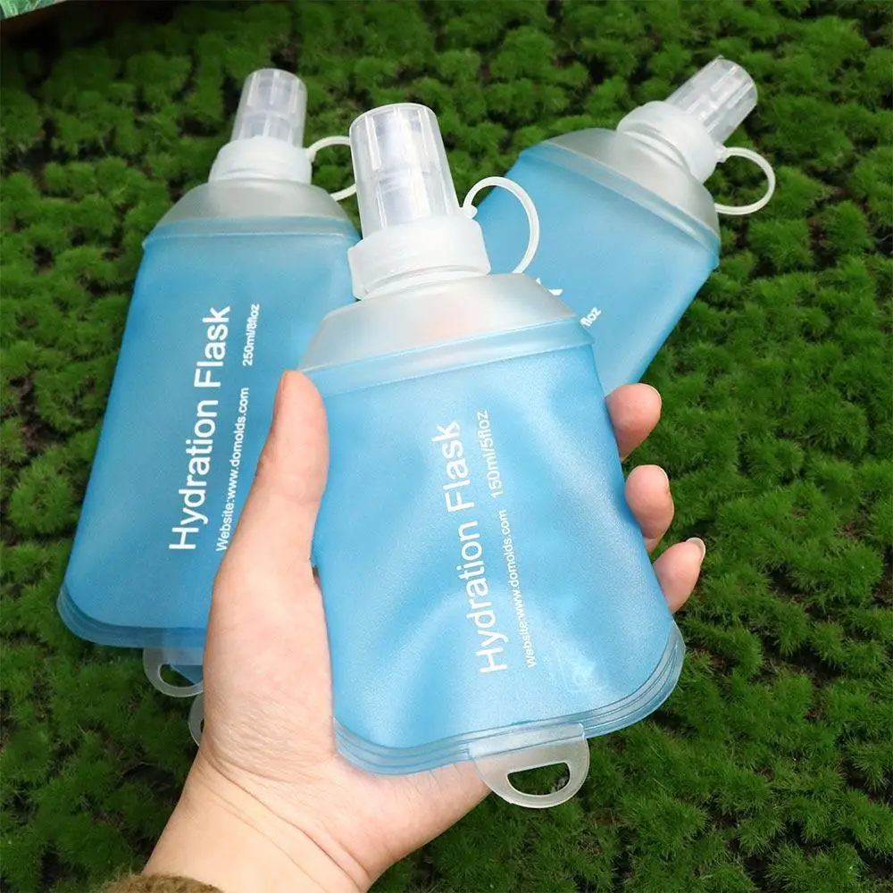 Soft Flask Folding Water Bottle Hiking Water Bag Blue Collapsible Water Bottle TPU Sport Water Bottle Running