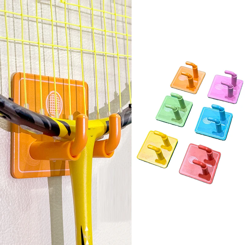 Soporte para raqueta montado en la pared, gancho para raqueta de tenis, soporte de exhibición para raqueta de bádminton, gancho de pared de acero inoxidable, almacenamiento